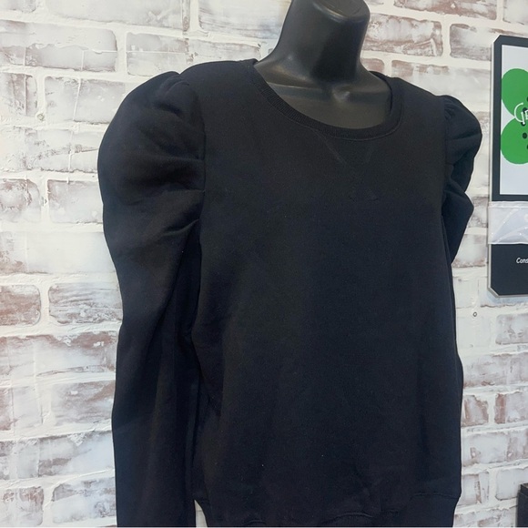 Rebecca Minkoff Janine Black Sweatshirt with Puff Sleeves XL - Picture 4 of 5